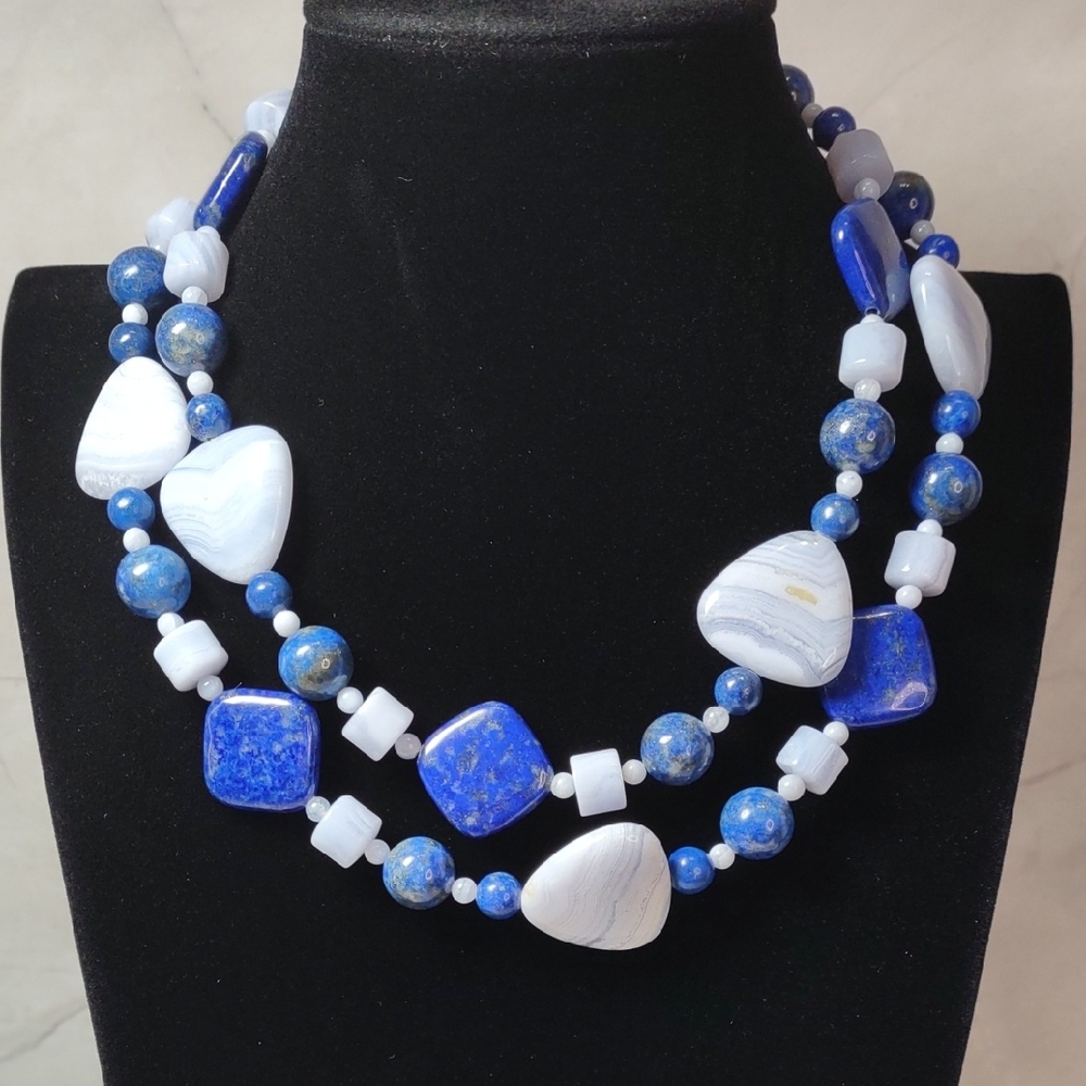 Jay King Lapis/Blue Lace Agate/Sodalite Gemstone Necklace - Picture 6 of 7